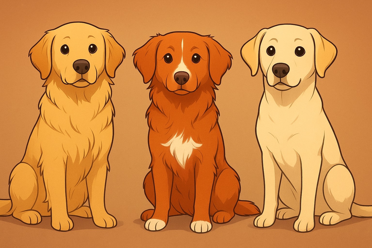 3 tecknade hundar på rad