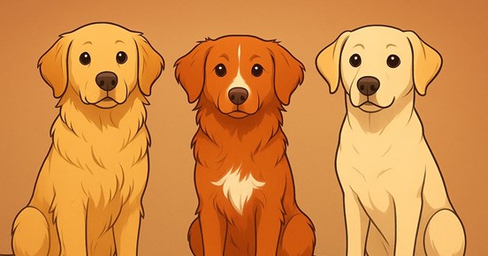 3 tecknade hundar på rad