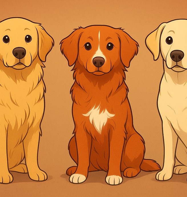 3 tecknade hundar på rad