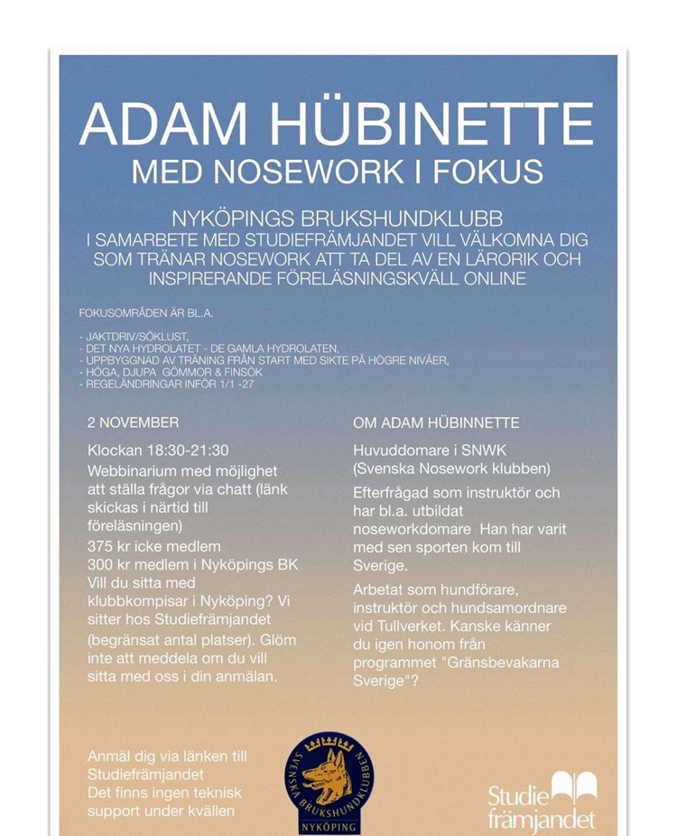 Föreläsning Adam Hübinette 2 november 2026.
