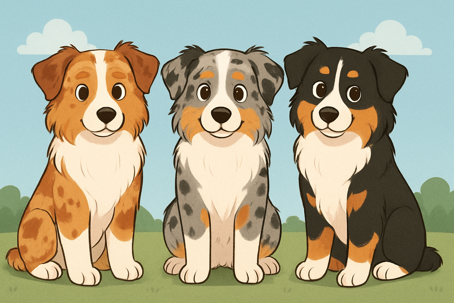 3 tecknade hundar