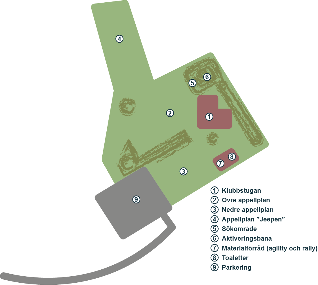 Karta över klubbområdet. 