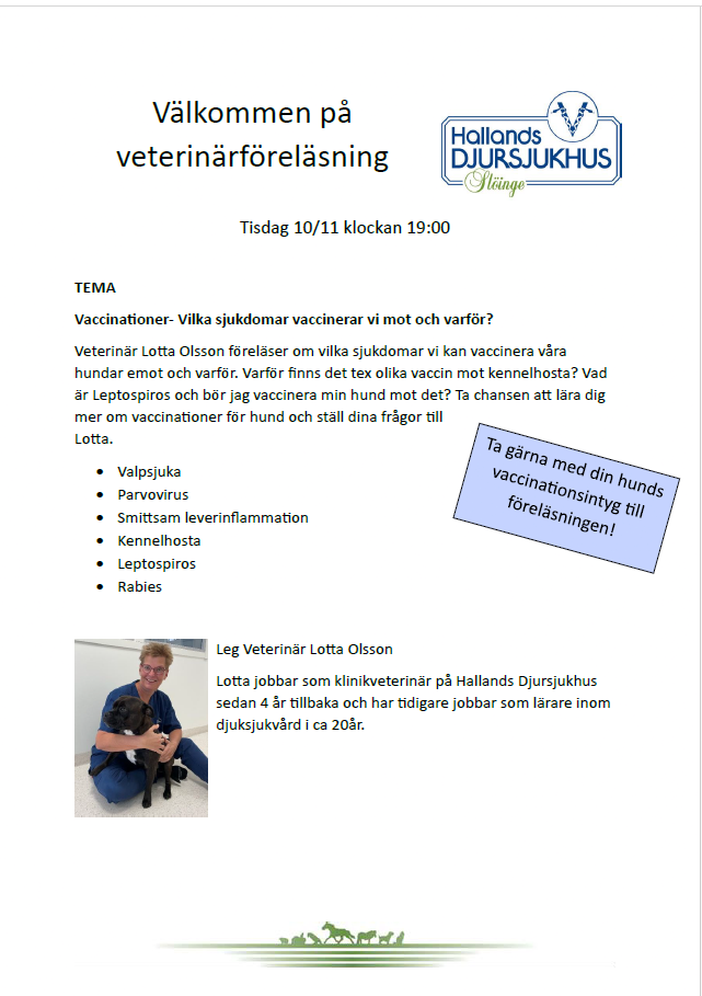 Bild som gör reklam för Veterinärföreläsning