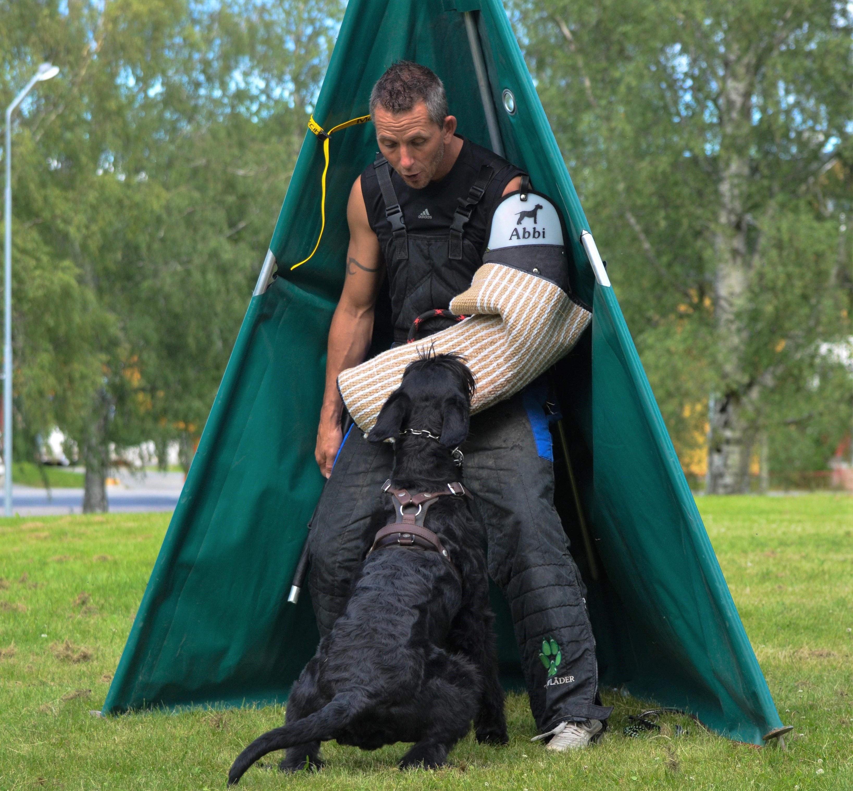 Riesen bevakar figurant i skul IGP