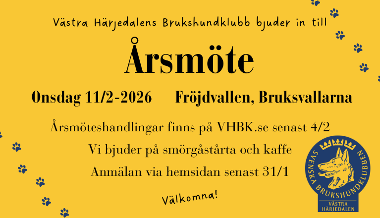 Inbjudan Årsmöte VHBK 2026