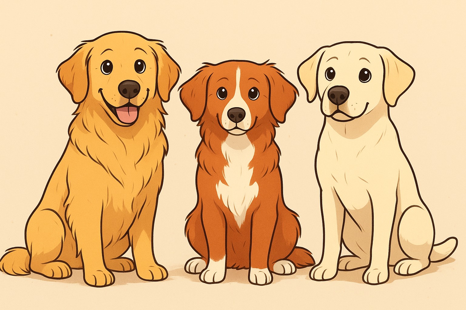 3 tecknade hundar på rad