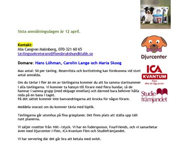 Inbjudan till rallylydnadstävling mästarklass DM