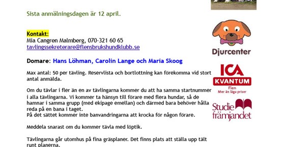 Inbjudan till rallylydnadstävling mästarklass DM
