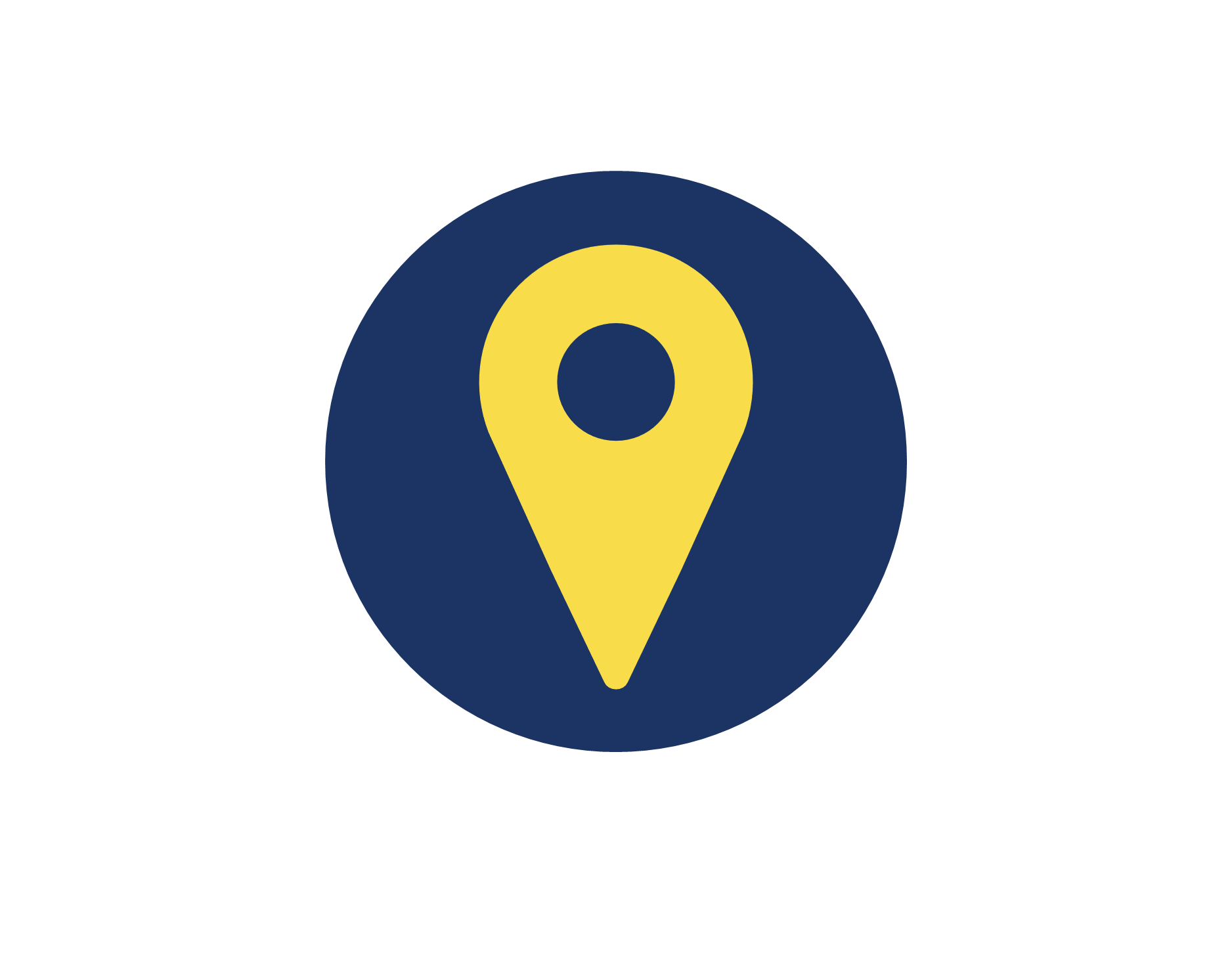 Gul kartnål på blå bakgrund