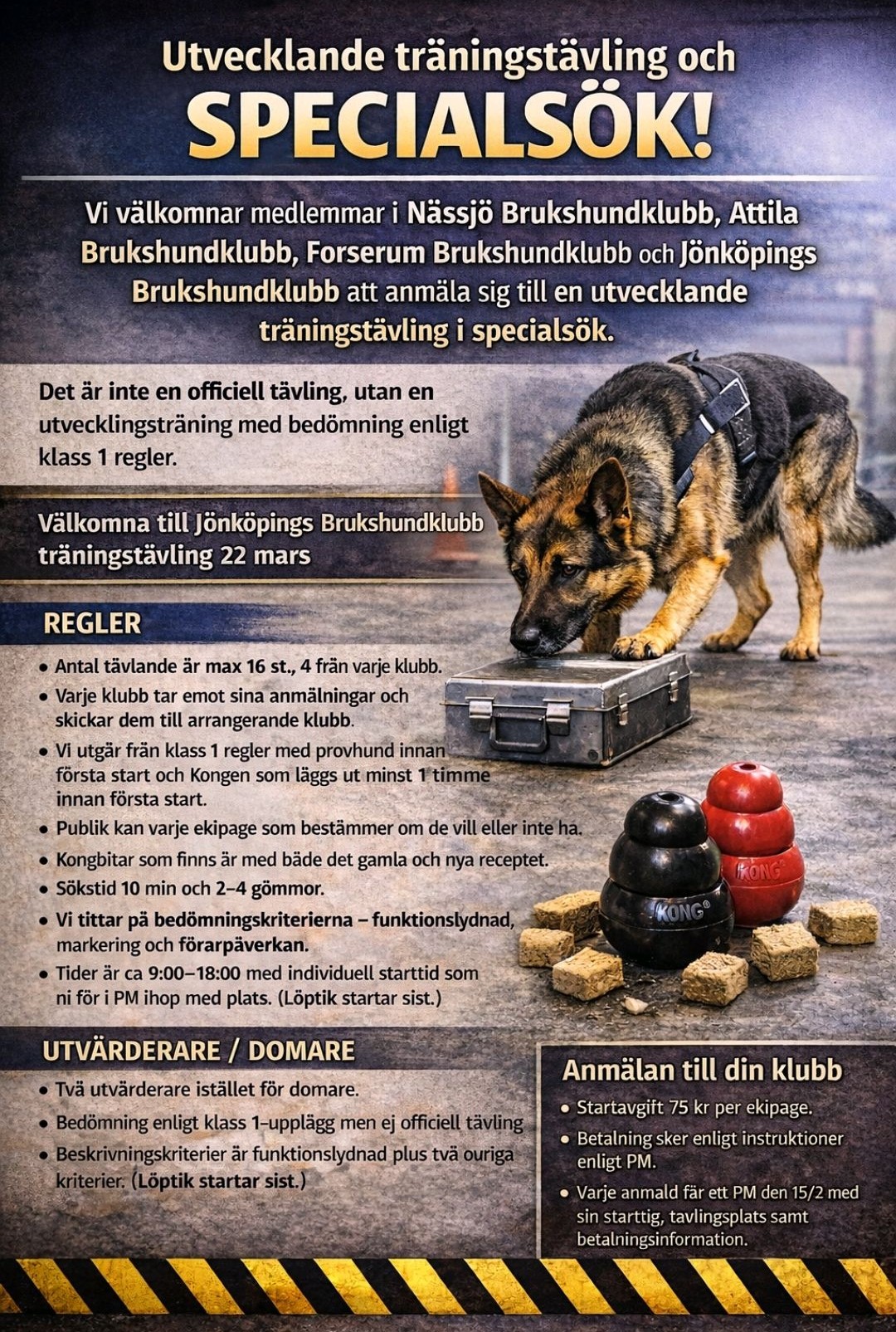 Bild som visar information om träningstävling i specialsök