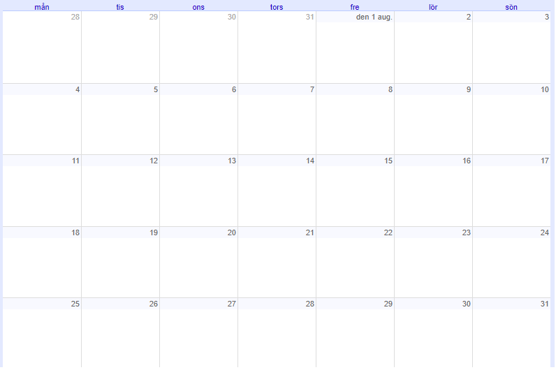 En bild på en tom kalender