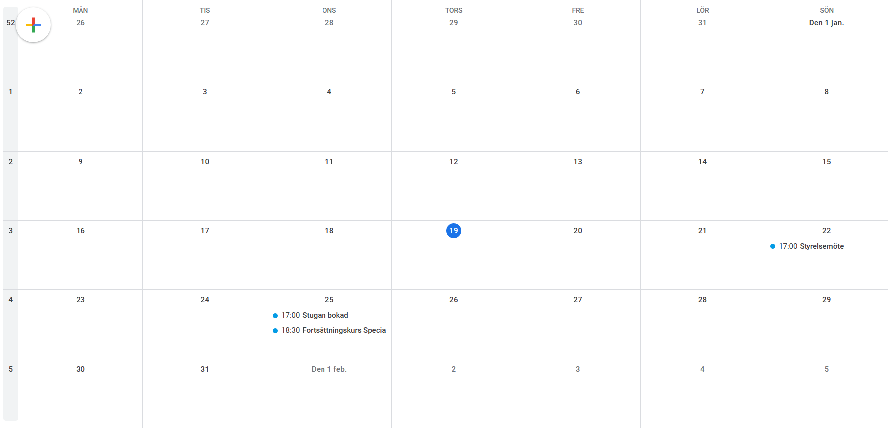 Bilden visar kalenderdagar