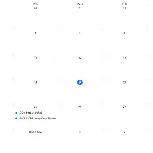 Bilden visar kalenderdagar