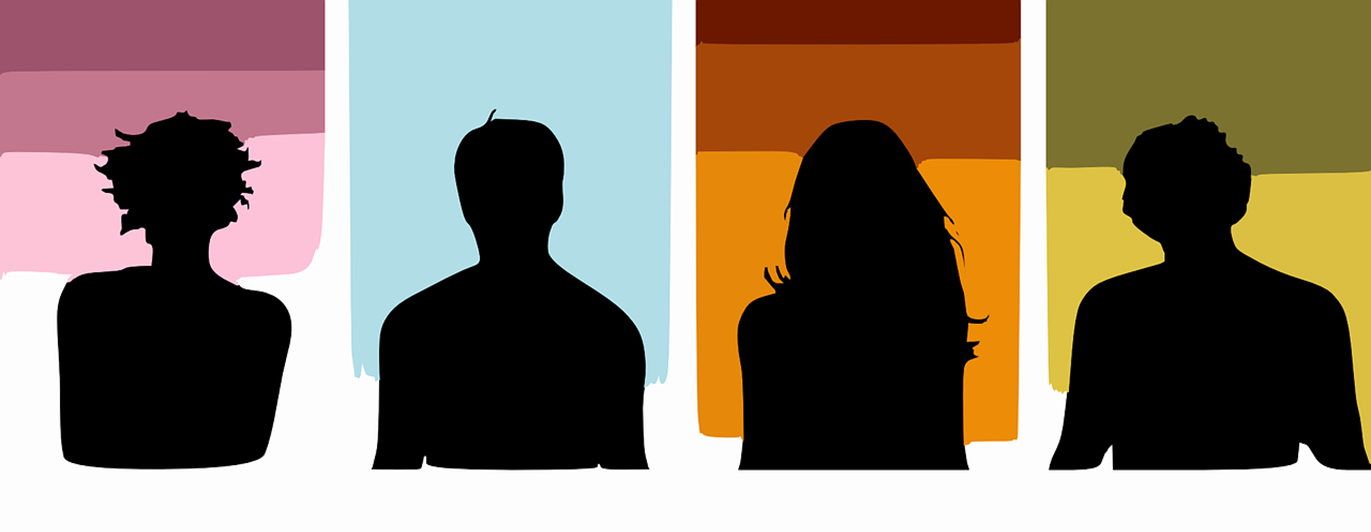 Svarta bilder på människor i profil