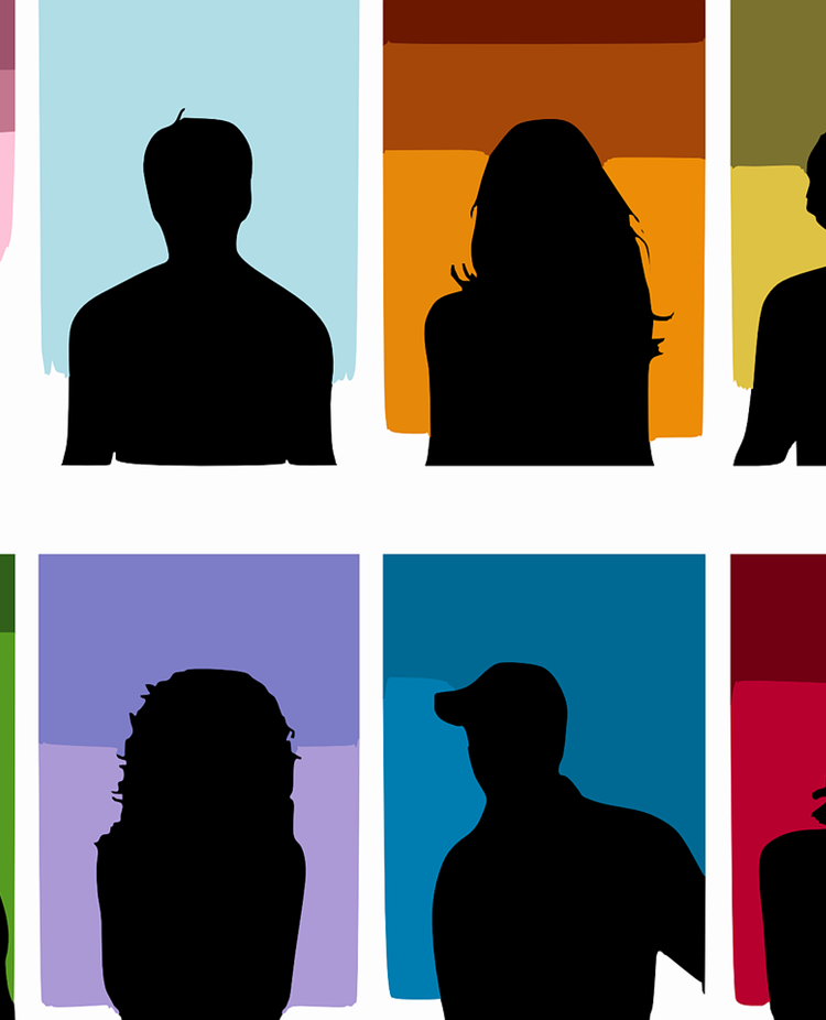 Svarta bilder på människor i profil