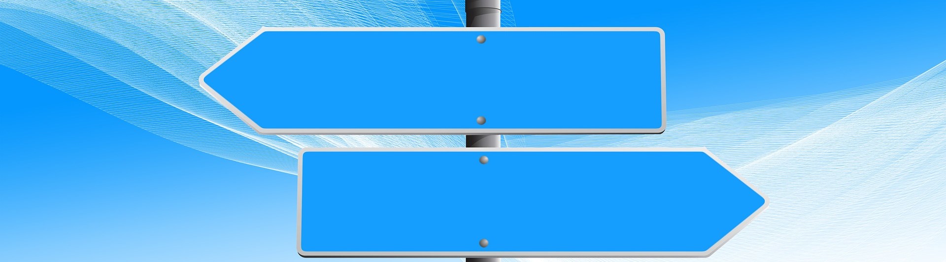 två blå pilar som pekar åt olika håll