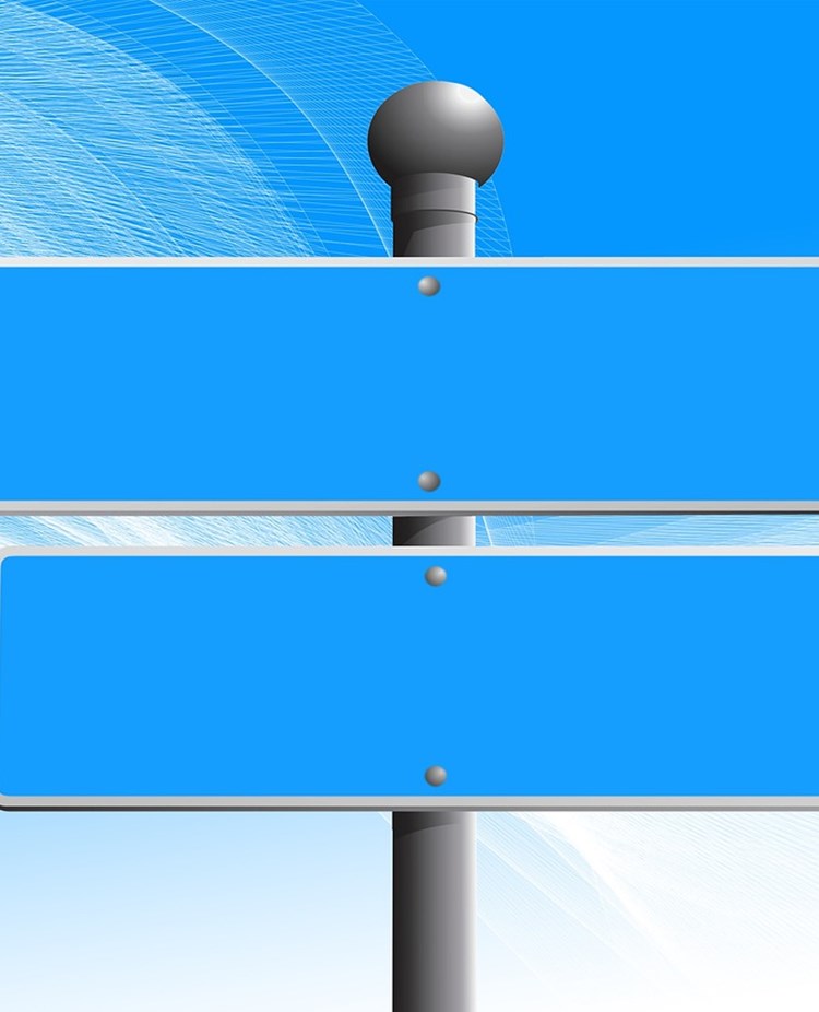 två blå pilar som pekar åt olika håll