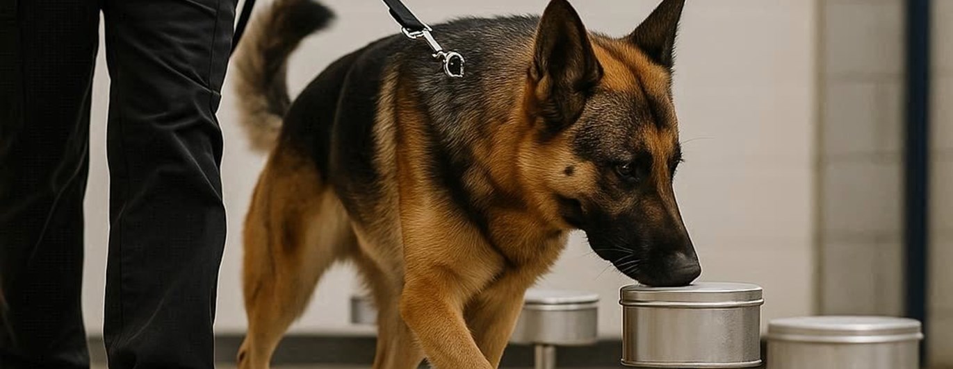 Schäfer som söker efter föremål