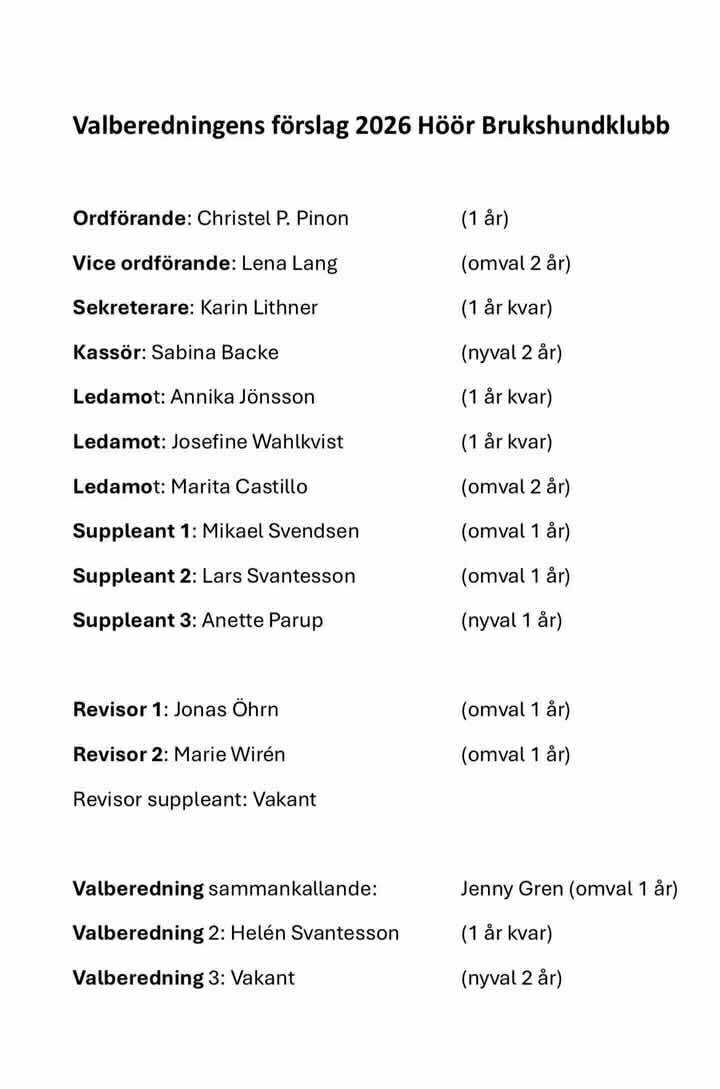 valberedningens förslag