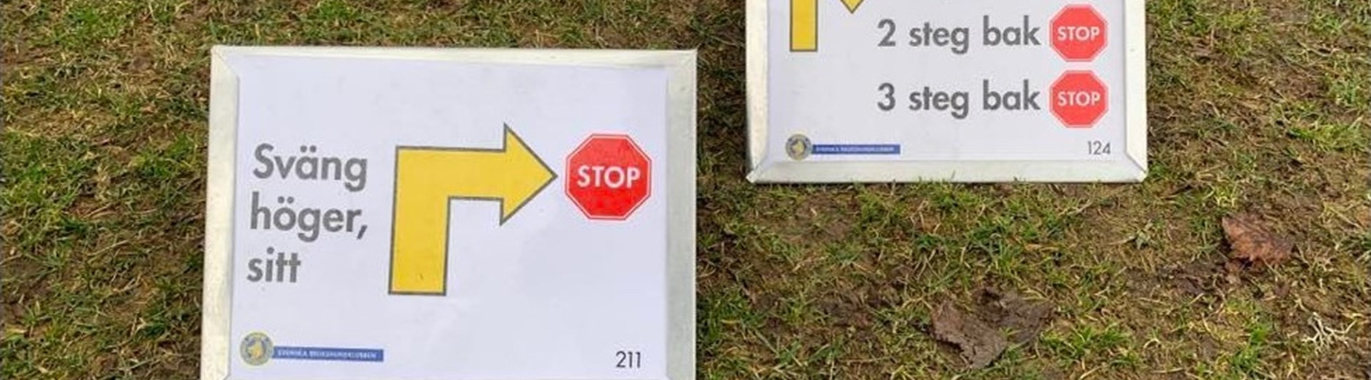 Två rallylydnadsskyltar