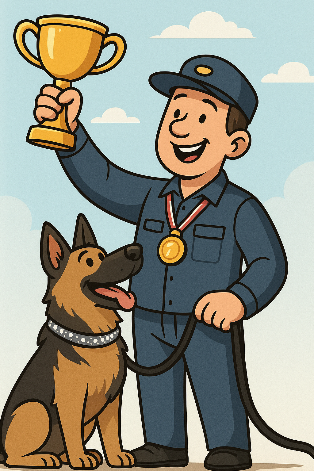 Tecknad hundbild, tävling, blå förare