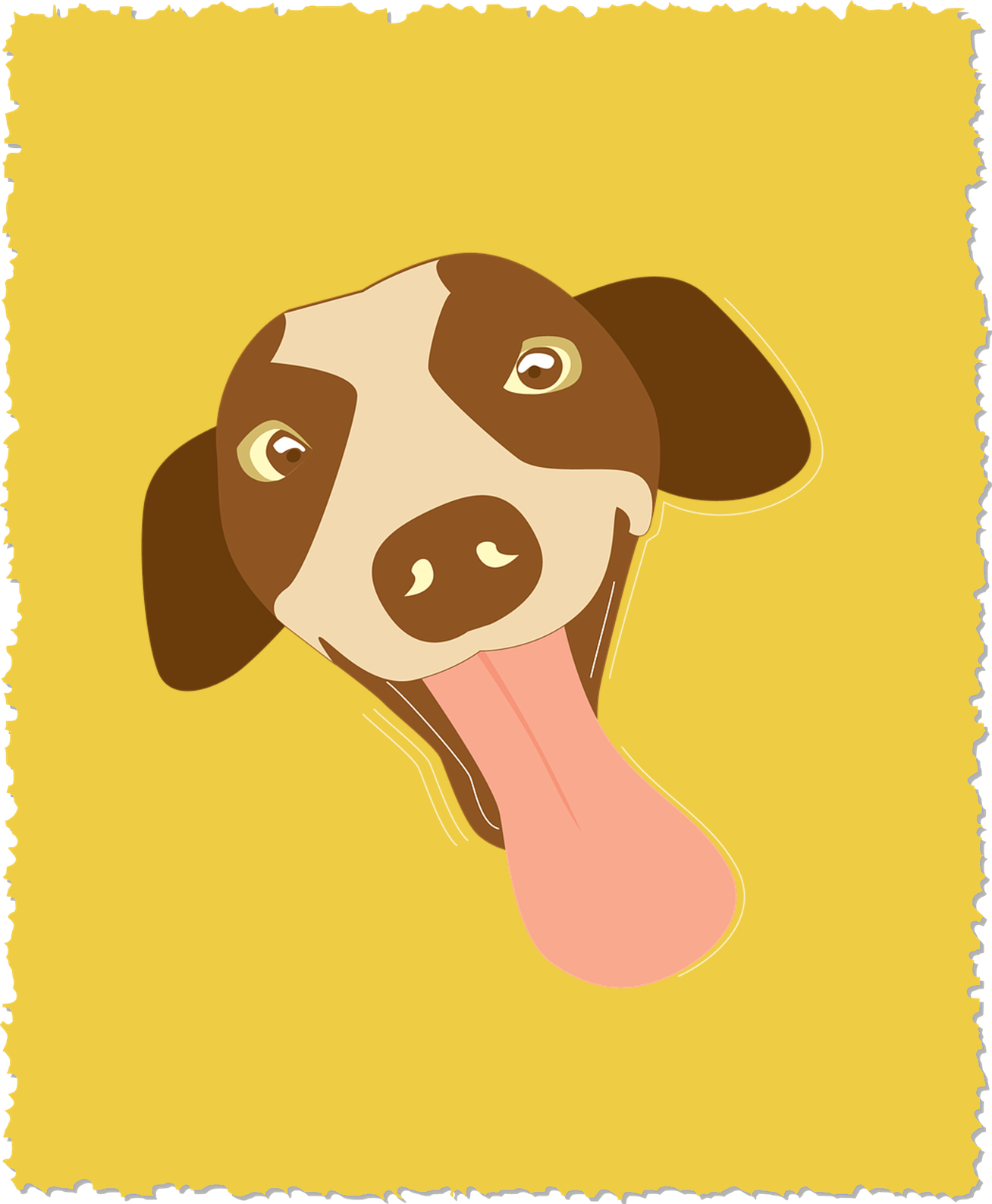 Glad tecknad hund med tungan ute