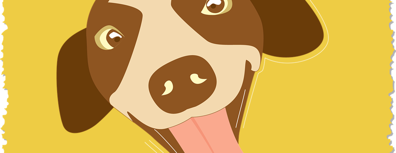 Glad tecknad hund med tungan ute