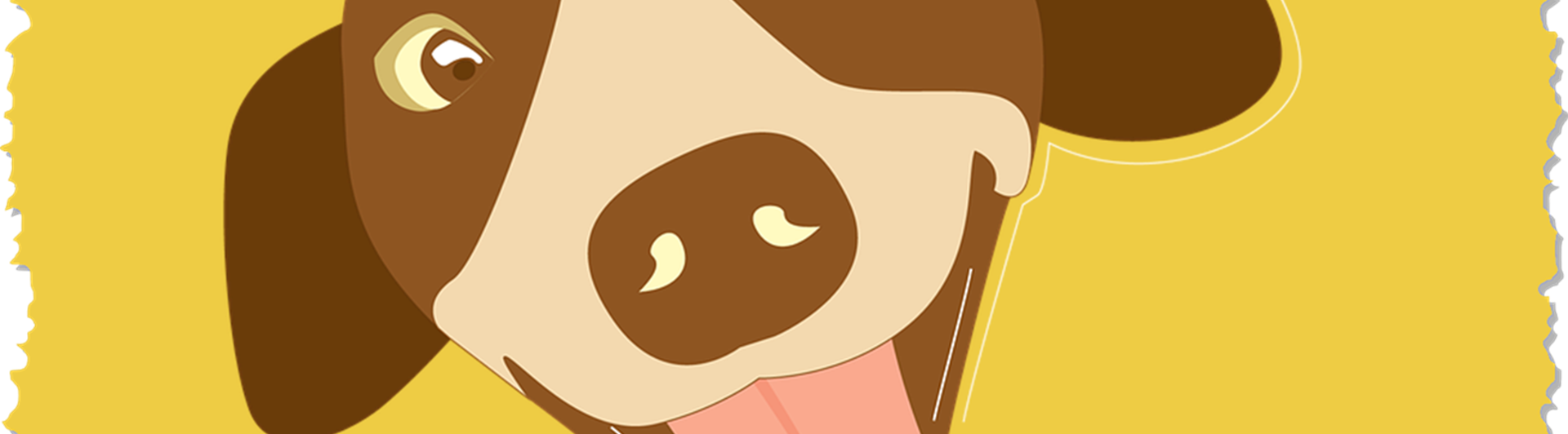 Glad tecknad hund med tungan ute