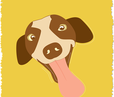 Glad tecknad hund med tungan ute