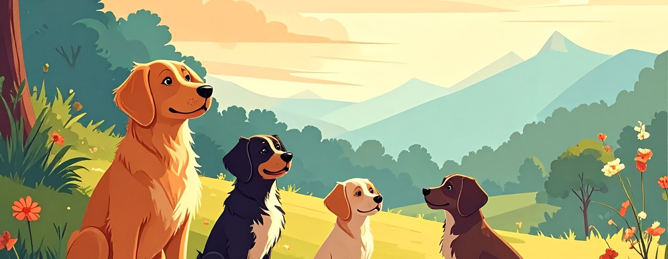 AI-genererad bild på tecknade hundar.