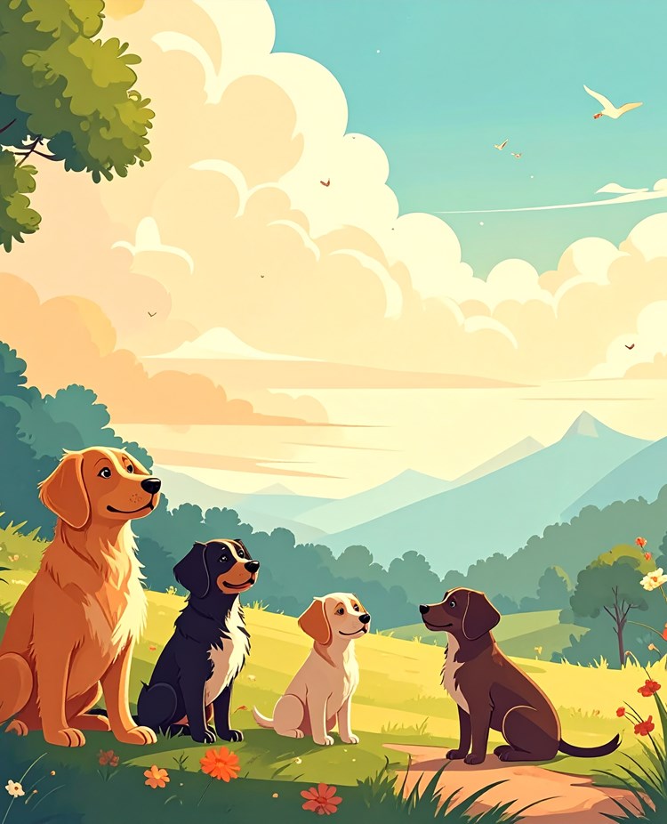 AI-genererad bild på tecknade hundar.