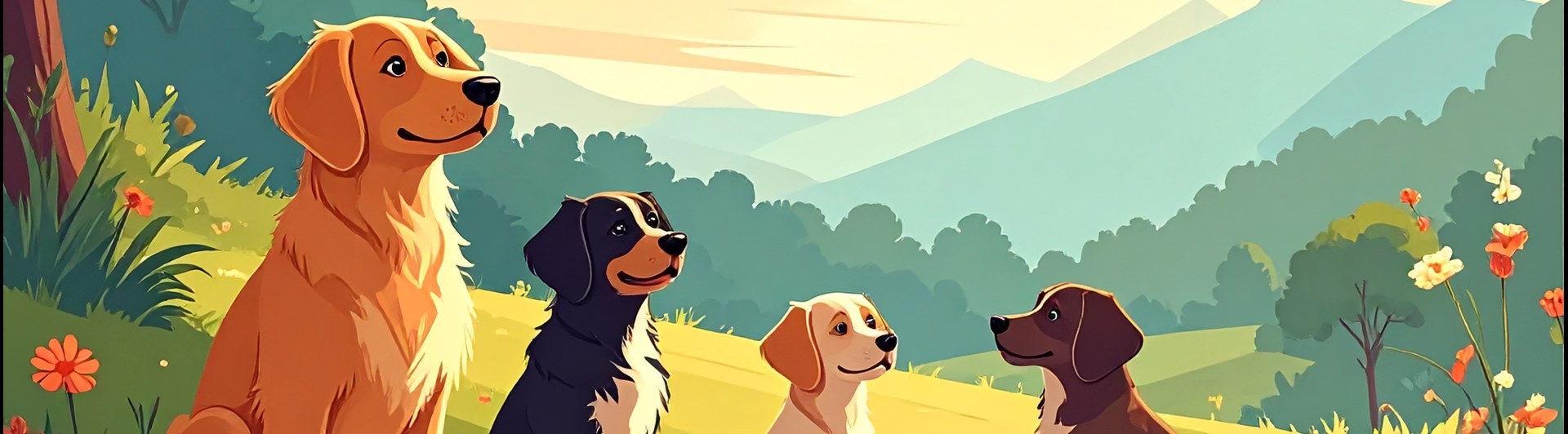 AI-genererad bild på tecknade hundar.