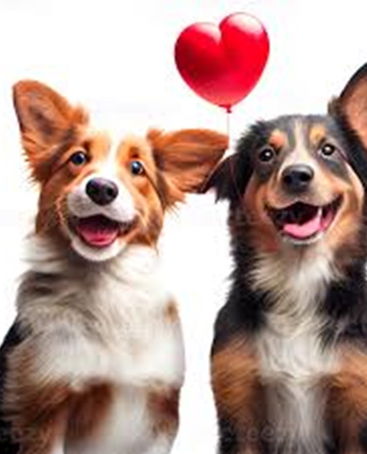 Två leende hundar