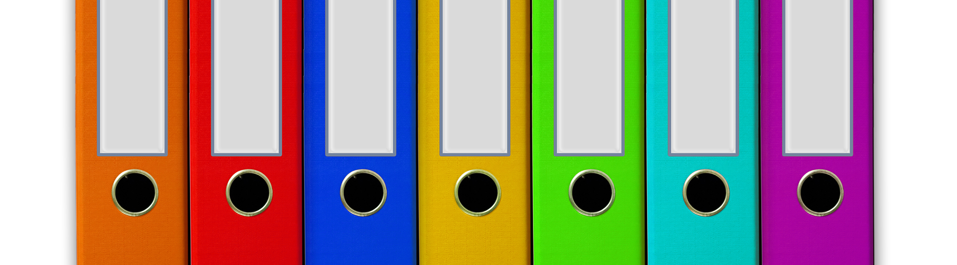 Bild som visar dokumentpärmar i färg.