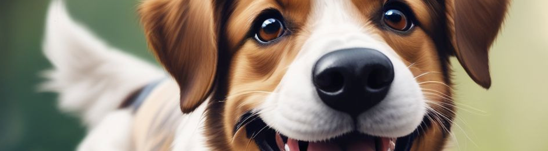 Glad AI-genererad hund tittar in i kameran