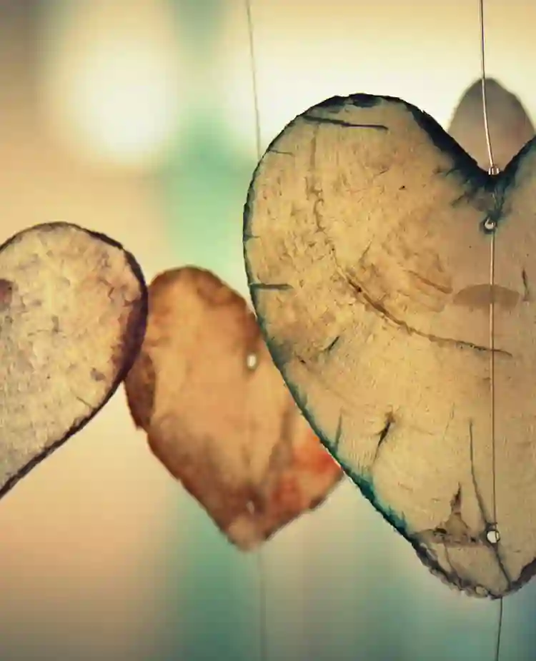 Träformade hjärtan