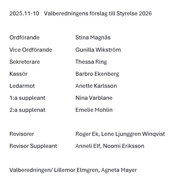 valberedningens förlag inför 2026